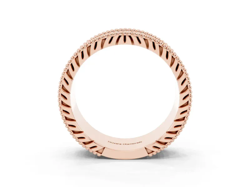 Round Diamond Pavé Eternity Band Set in Rose gold with Bead Prong Setting