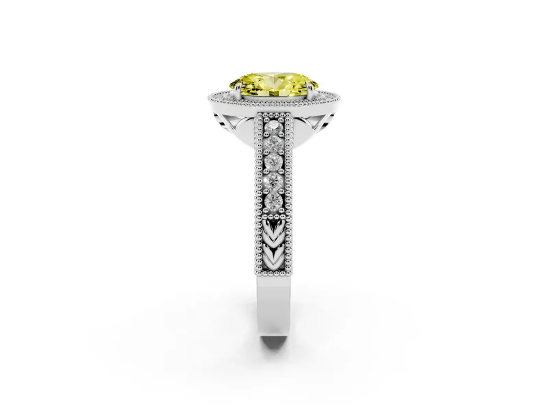 Oval Halo Engagement Ring Setting for a Fancy Yellow Lab-Grown Diamond | Platinum