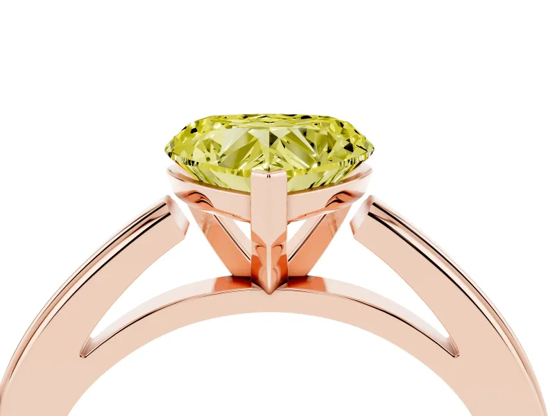 Heart-Shaped Solitaire Engagement Ring Setting for a Fancy Yellow Lab-Grown Diamond | Stepped Flat Band | Rose Gold