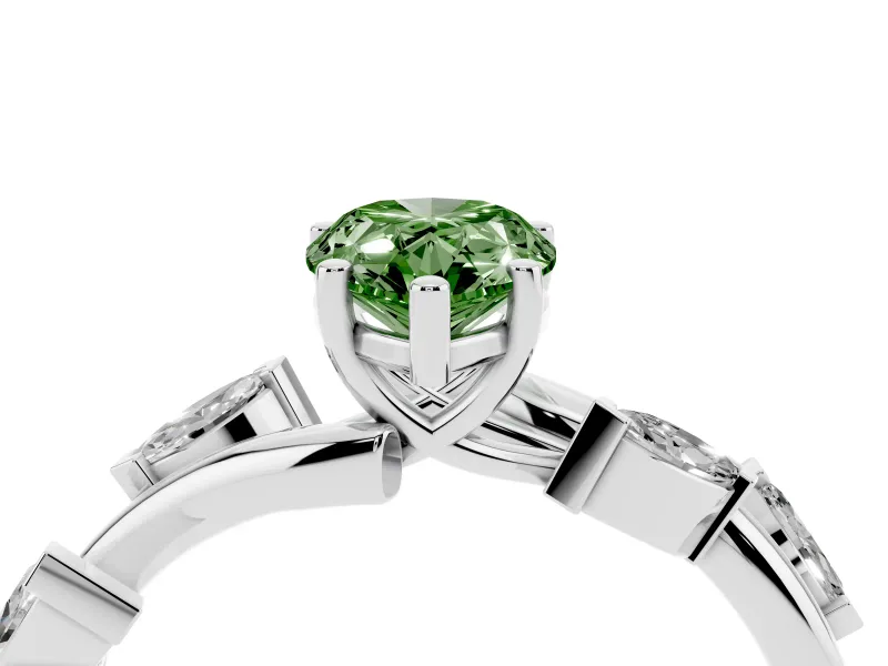 Pear-Shaped Twisted Vine Engagement Ring Setting for a Fancy Green Lab-Grown Diamond | White Gold