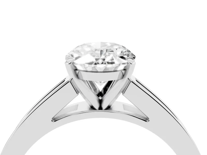 Oval Channel Set Engagement Ring Setting | Princess Cut Accents | White Gold