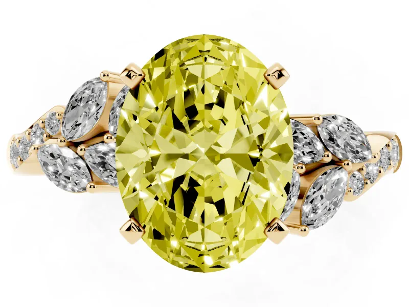 Oval Floral Engagement Ring Setting for a Fancy Yellow Lab-Grown Diamond | Yellow Gold