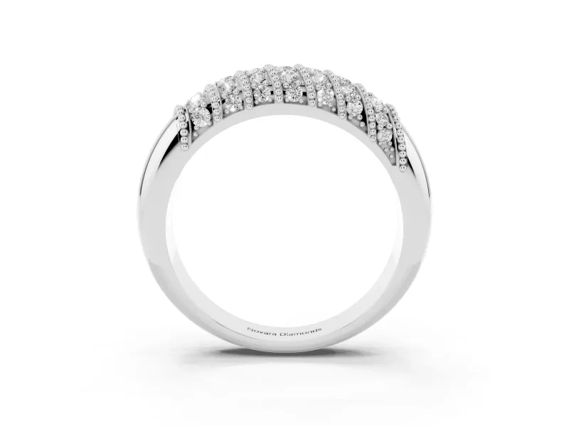 Round Diamond Dome Band Set in Platinum with Channel Setting