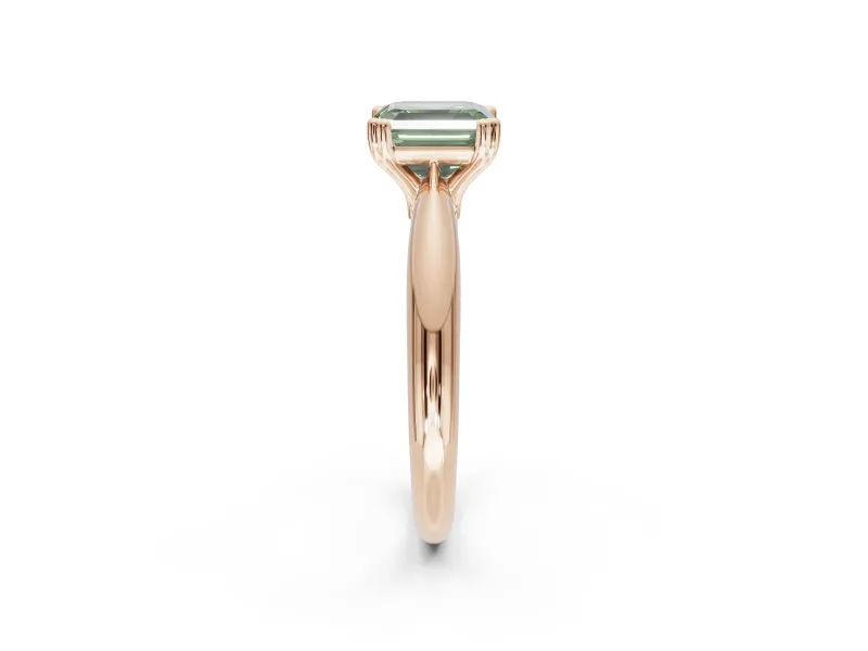 Princess Cut Tapered Solitaire Engagement Ring Setting for a Fancy Green Lab-Grown Diamond | Rose Gold
