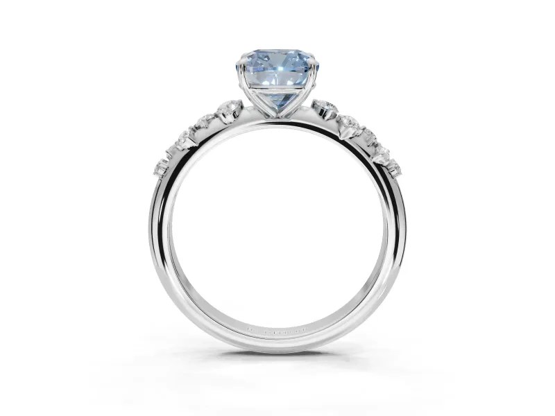 Cushion Cut Graduated Solitaire Engagement Ring Setting for a Fancy Blue Lab-Grown Diamond | Platinum