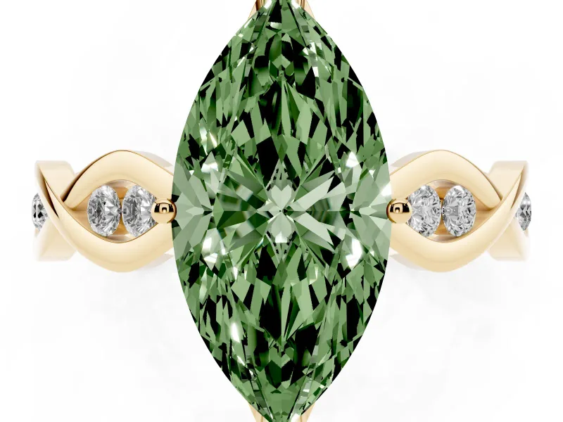 Marquise Twisted Infinity Engagement Ring Setting for a Fancy Green Lab-Grown Diamond | Yellow Gold