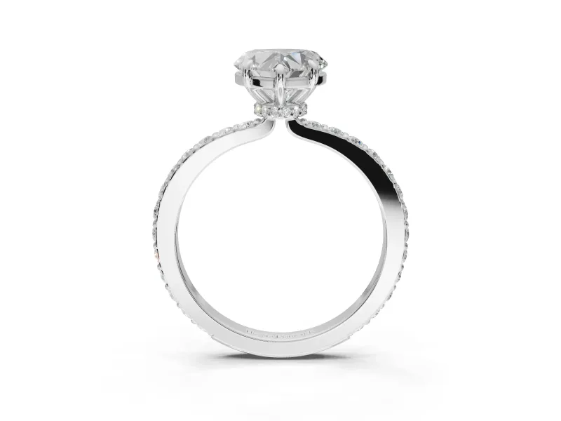 Heart-Shaped Hidden Halo Engagement Ring Setting | Sterling Silver