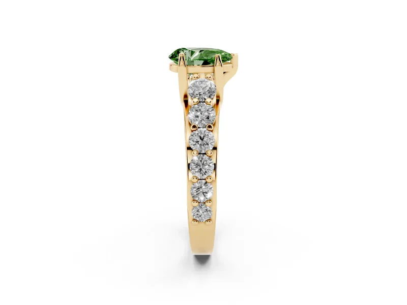 Pear-Shaped Engagement Ring Setting for a Fancy Green Lab-Grown Diamond | Yellow Gold - Design NV-24645