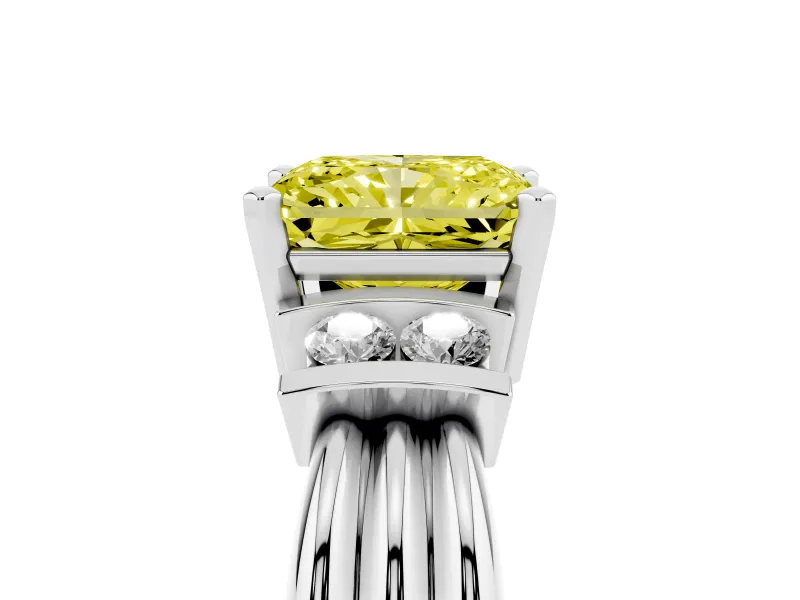 Radiant Cut Bar-Set Engagement Ring Setting for a Fancy Yellow Lab-Grown Diamond | Platinum