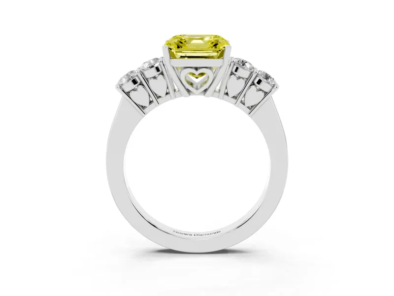 Asscher Cut 5 Stone Engagement Ring Setting for a Fancy Yellow Lab-Grown Diamond | Platinum