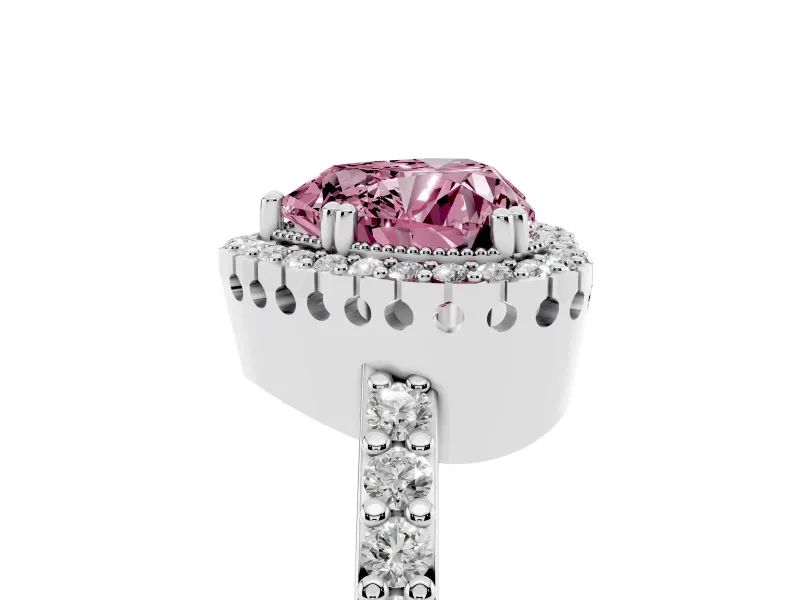 Heart-Shaped Halo Engagement Ring Setting for a Fancy Pink Lab-Grown Diamond | Sterling Silver - Design NV-24528