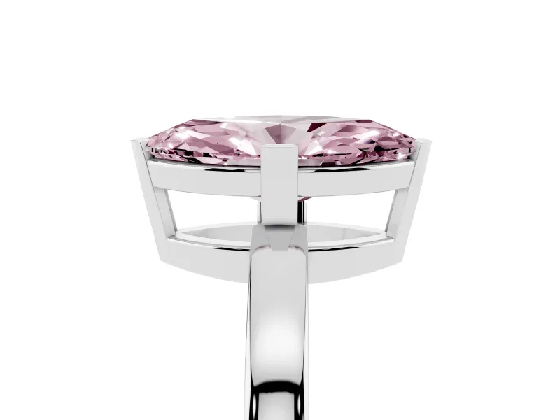 Fancy Pink Marquise Cut Diamond Solitaire Ring Set in White gold with Prong Head and Smooth Polished Band