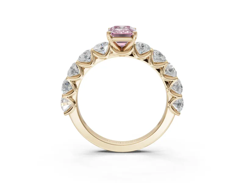 Emerald Cut Engagement Ring Setting for a Fancy Pink Lab-Grown Diamond | Yellow Gold - Design NV-24455