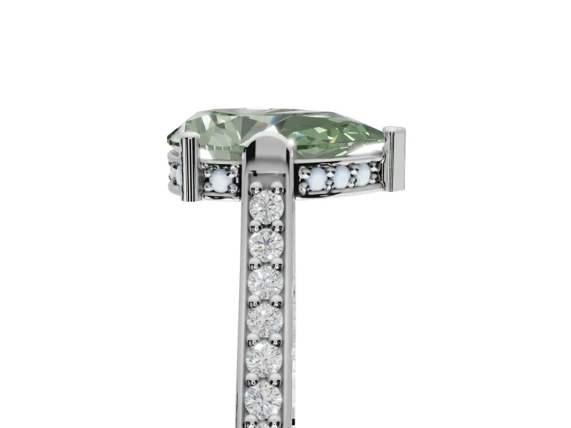 Pear-Shaped Engagement Ring Setting for a Fancy Green Lab-Grown Diamond | Sterling Silver - Design NV-24586