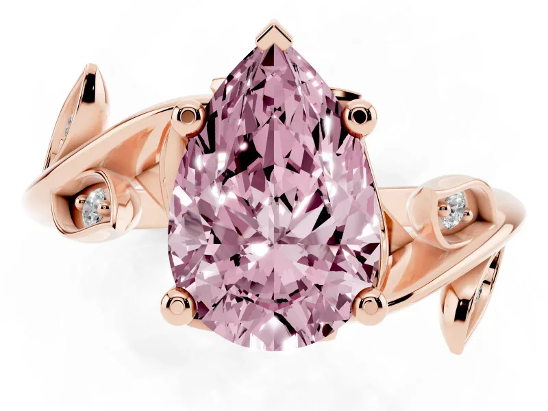 Pear-Shaped Twisted Bypass Engagement Ring Setting for a Fancy Pink Lab-Grown Diamond | Rose Gold