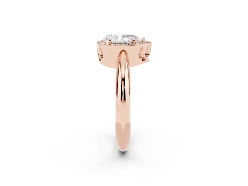 Pear-Shaped Halo Engagement Ring Setting | Plain Tapered Band | Rose Gold