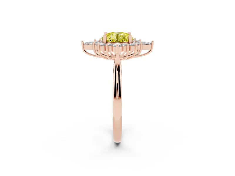 Round Engagement Ring Setting for a Fancy Yellow Lab-Grown Diamond | Rose Gold - Design NV-24790