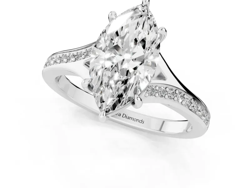 Marquise Pave Solitaire Engagement Ring Setting | Sweeping Shoulders | Platinum