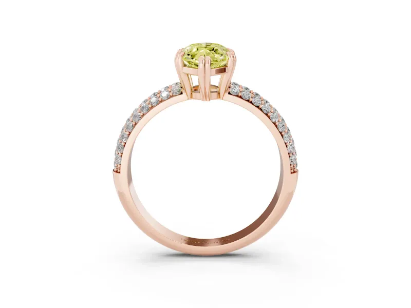 Marquise Three Row Pave Engagement Ring Setting for a Fancy Yellow Lab-Grown Diamond | Rose Gold