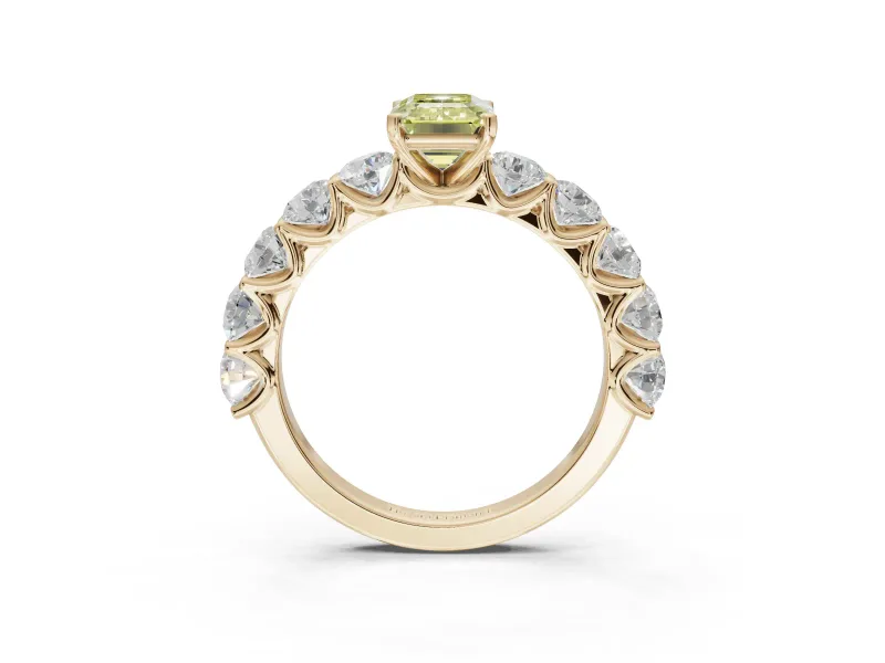 Emerald Cut Engagement Ring Setting for a Fancy Yellow Lab-Grown Diamond | Yellow Gold - Design NV-24455
