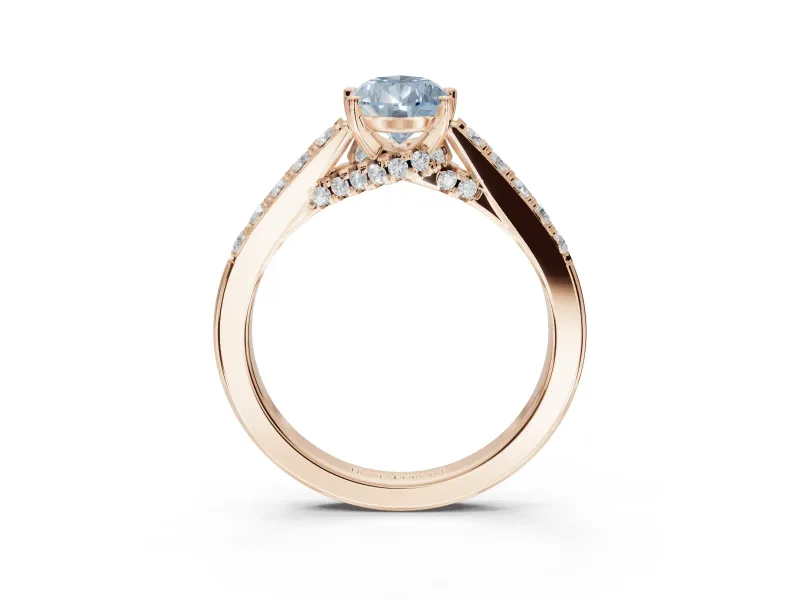 Pear-Shaped Pavé Solitaire Engagement Ring Setting for a Fancy Blue Lab-Grown Diamond | Crossover Gallery | Rose Gold