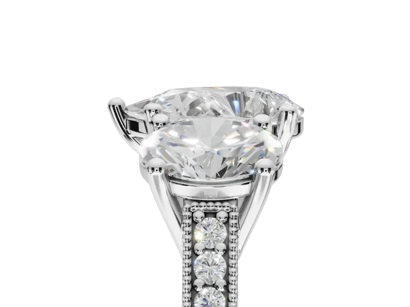 Pear-Shaped Vintage Three Stone Engagement Ring Setting | Graduated Pavé | White Gold