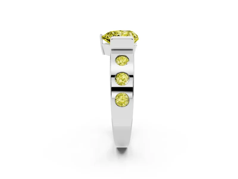 Heart-Shaped Tension Style Engagement Ring Setting for a Fancy Yellow Lab-Grown Diamond | White Gold