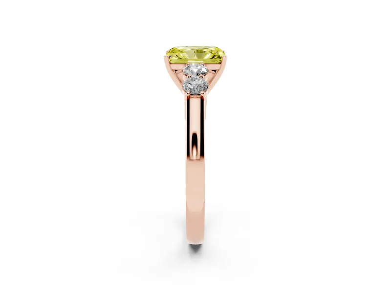Radiant Cut 5 Stone Engagement Ring Setting for a Fancy Yellow Lab-Grown Diamond | Rose Gold