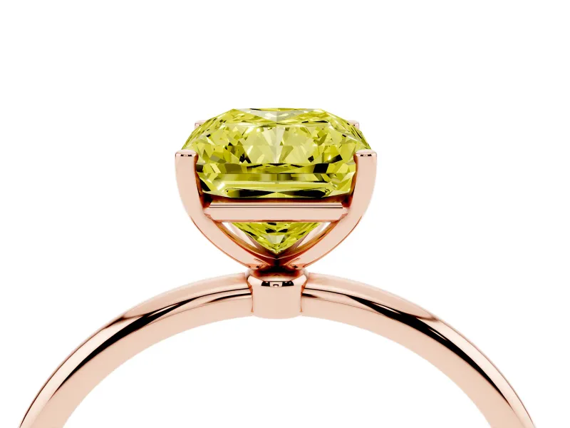 Radiant Cut Engagement Ring Setting for a Fancy Yellow Lab-Grown Diamond | Rose Gold - Design NV-24609