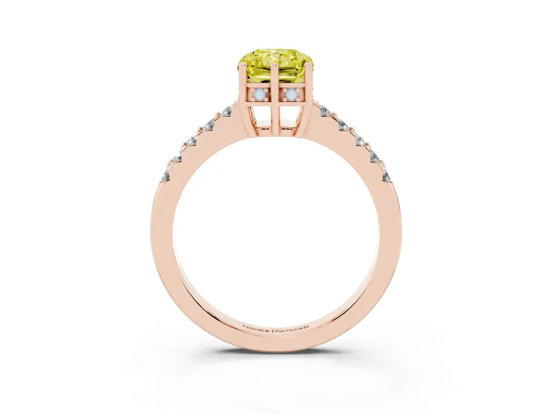Radiant Cut Engagement Ring Setting for a Fancy Yellow Lab-Grown Diamond | Rose Gold - Design NV-24649