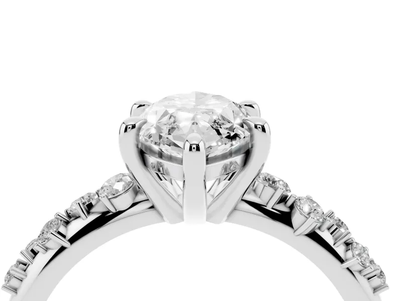 Marquise Graduated Accent Engagement Ring Setting | Scattered Shoulders | Platinum