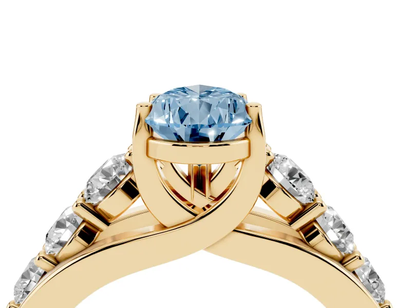 Pear-Shaped Engagement Ring Setting for a Fancy Blue Lab-Grown Diamond | Yellow Gold - Design NV-24645
