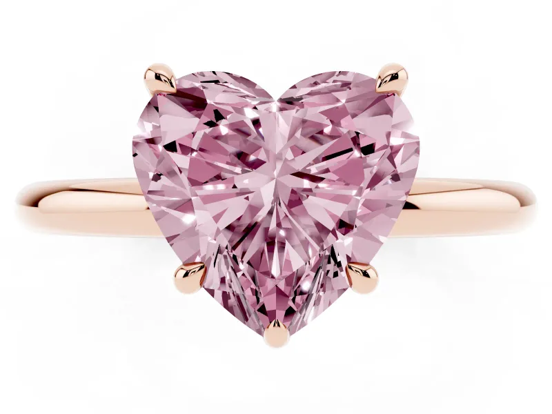 Heart-Shaped Hidden Halo Ring Setting for a Fancy Pink Lab-Grown Diamond | Rose Gold
