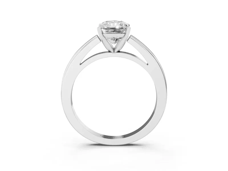 Radiant Cut Solitaire Engagement Ring Setting | Stepped Flat Band | Sterling Silver