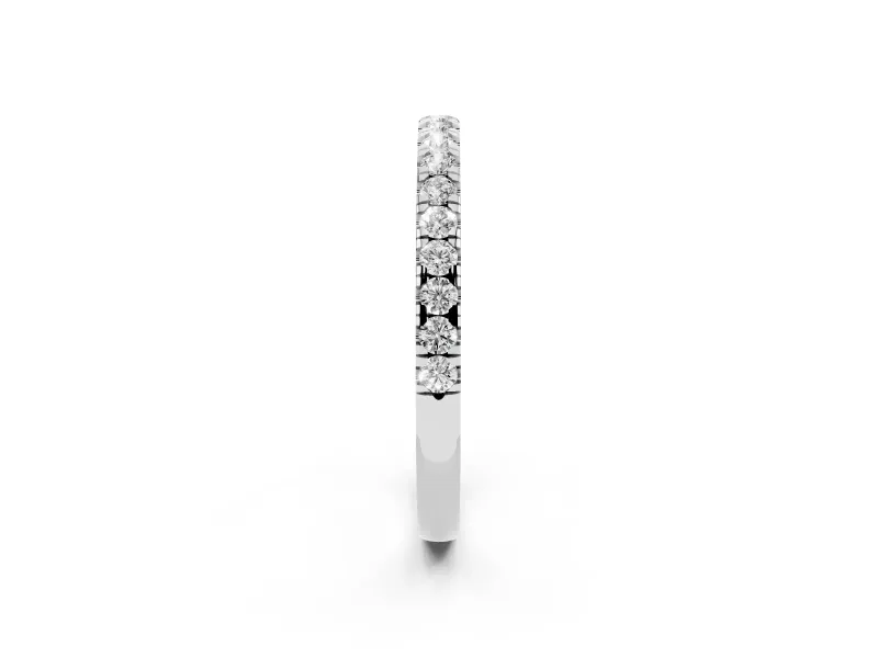 Round Diamond Slender Eternity Band Set in Platinum with Pavé U-Prong Setting