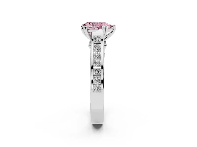 Pear-Shaped Channel Engagement Ring Setting for a Fancy Pink Lab-Grown Diamond | Sterling Silver - Design NV-24671