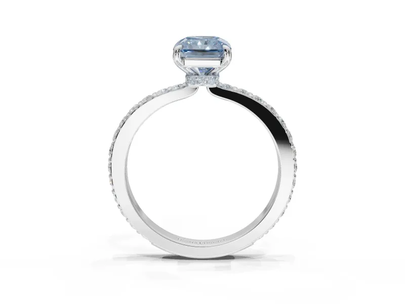 Radiant Cut Pavé Engagement Ring Setting for a Fancy Blue Lab-Grown Diamond | Sterling Silver - Design NV-24928