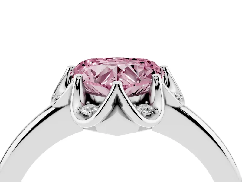 Heart-Shaped Petal Halo Engagement Ring Setting for a Fancy Pink Lab-Grown Diamond | Platinum