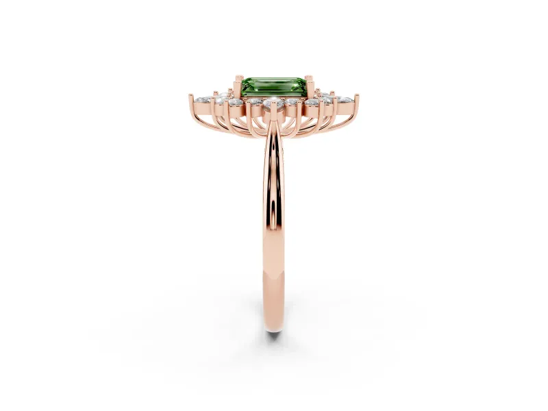 Emerald Cut Engagement Ring Setting for a Fancy Green Lab-Grown Diamond | Rose Gold - Design NV-24790