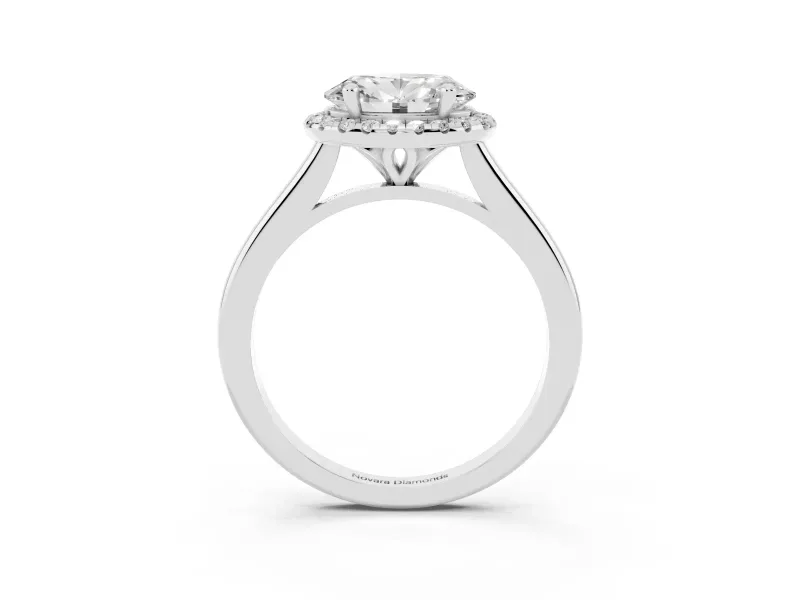 Oval Halo Engagement Ring Setting | Plain Polished Band | White Gold