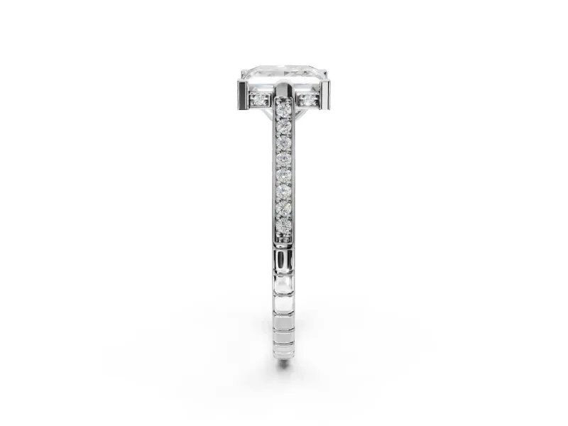 Princess Cut Vintage Cathedral Engagement Ring Setting | Carved Band | Sterling Silver