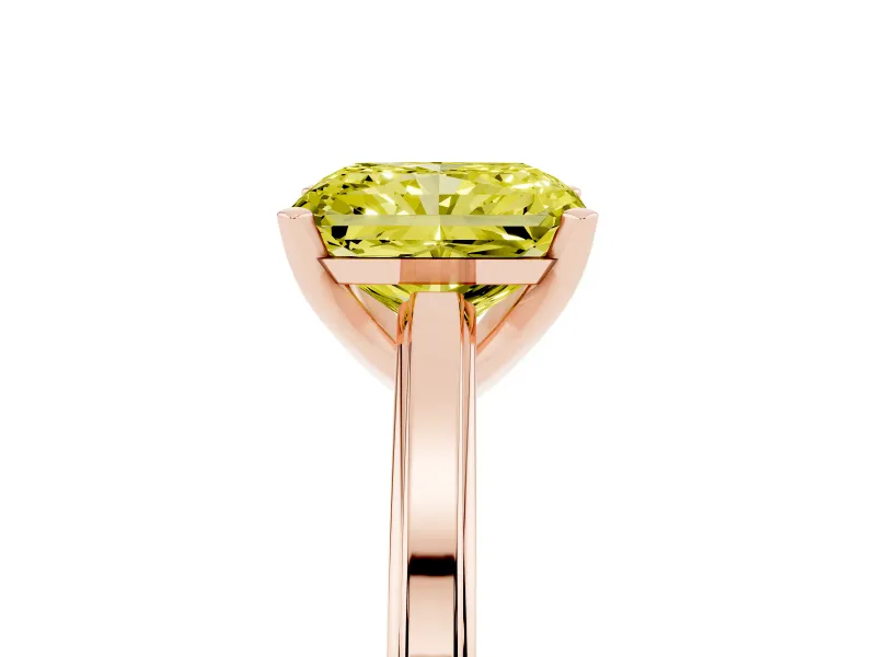 Radiant Cut Solitaire Engagement Ring Setting for a Fancy Yellow Lab-Grown Diamond | Stepped Flat Band | Rose Gold