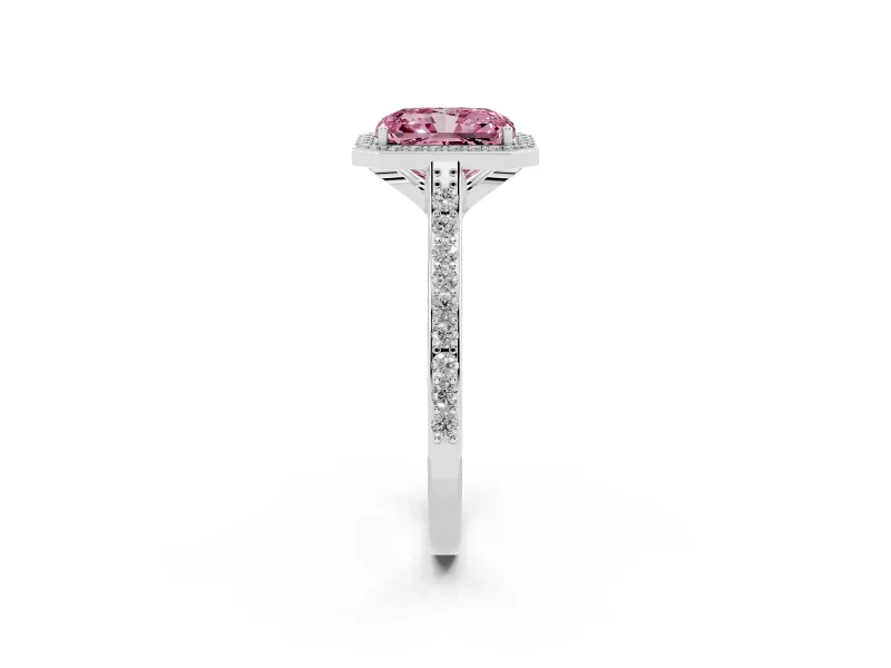Radiant Cut Halo Engagement Ring Setting for a Fancy Pink Lab-Grown Diamond | Platinum - Design NV-24729
