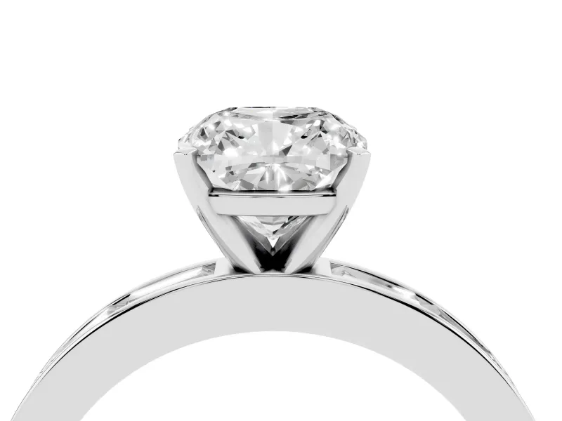 Cushion Cut Channel Set Engagement Ring Setting | Baguette Side Stones | Platinum