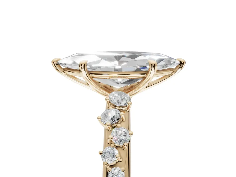 Marquise Solitaire Engagement Ring Setting | Graduated Scattered Accents | Yellow Gold