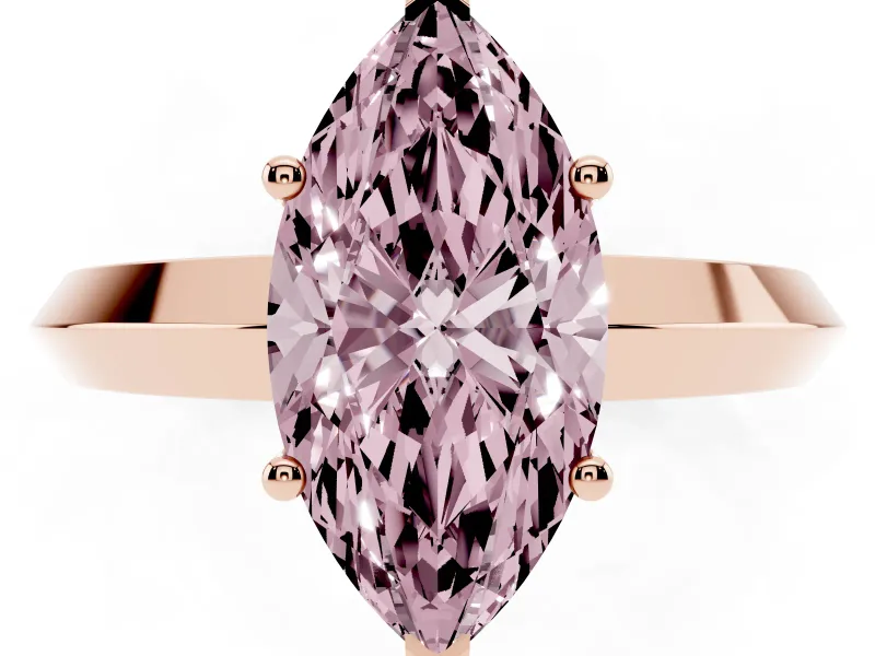 Marquise Knife-Edge Solitaire Engagement Ring Setting for a Fancy Pink Lab-Grown Diamond | Rose Gold
