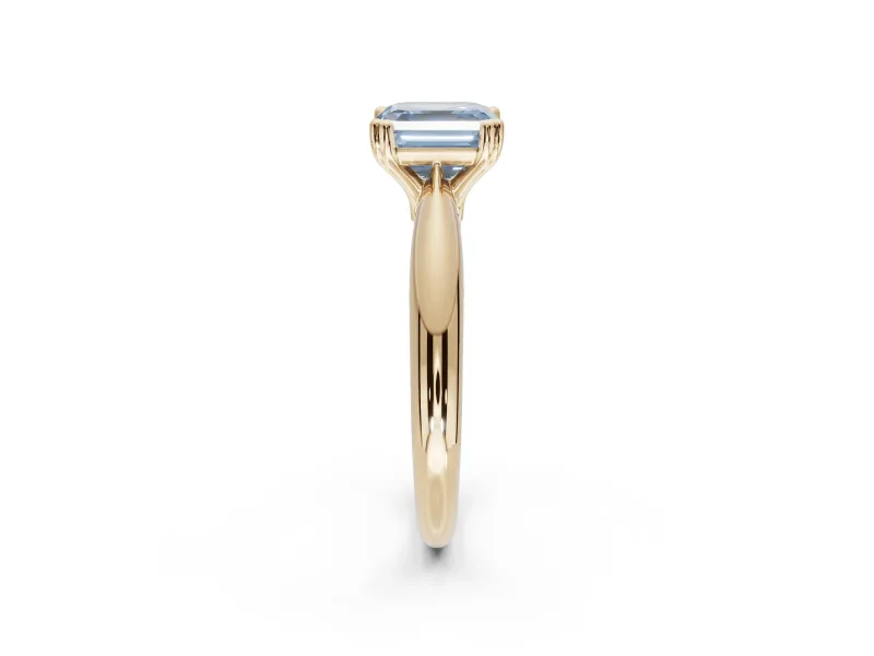 Princess Cut Tapered Solitaire Engagement Ring Setting for a Fancy Blue Lab-Grown Diamond | Yellow Gold