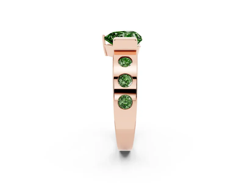 Heart-Shaped Tension Style Engagement Ring Setting for a Fancy Green Lab-Grown Diamond | Rose Gold