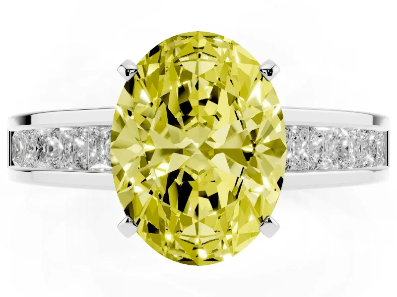 Oval Channel Engagement Ring Setting for a Fancy Yellow Lab-Grown Diamond | Sterling Silver