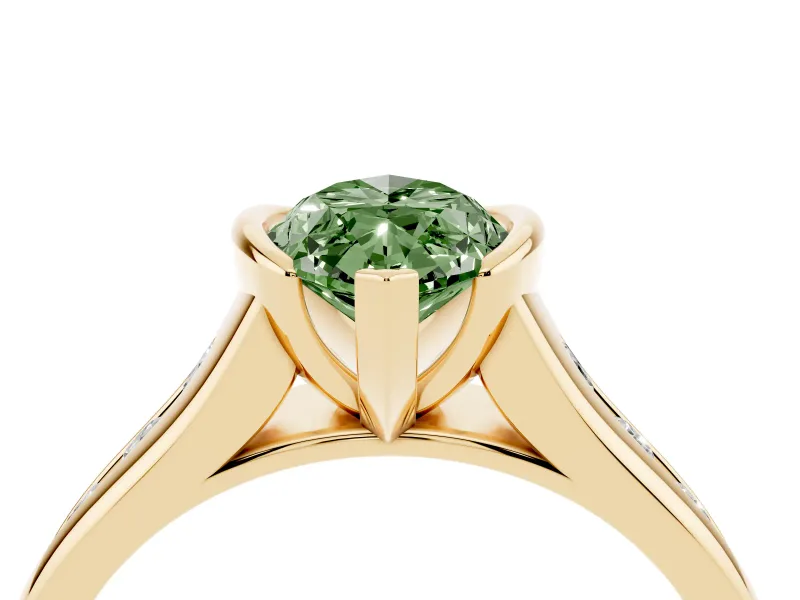 Marquise Half Bezel Engagement Ring Setting for a Fancy Green Lab-Grown Diamond | Yellow Gold